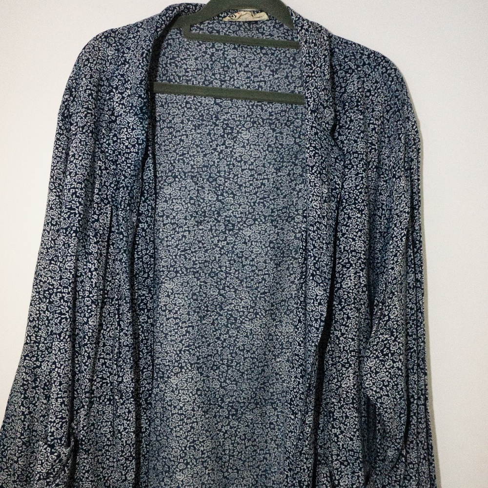Blue and White Floral Kimono